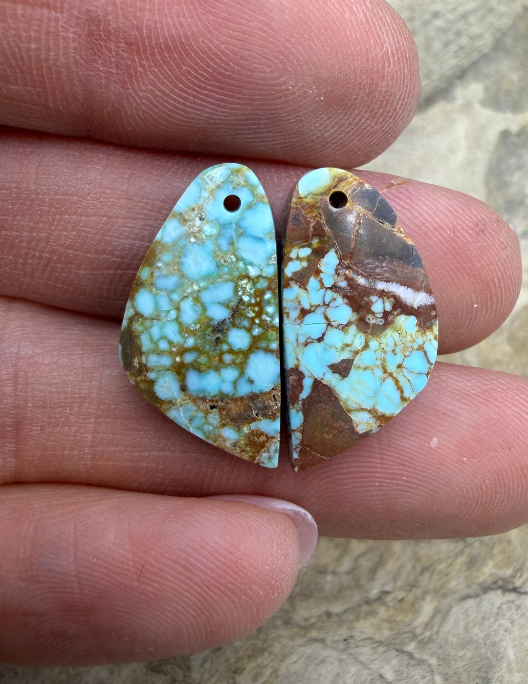 RARE Number 8 Turquoise (Nevada) Matching Earring Slab Bead