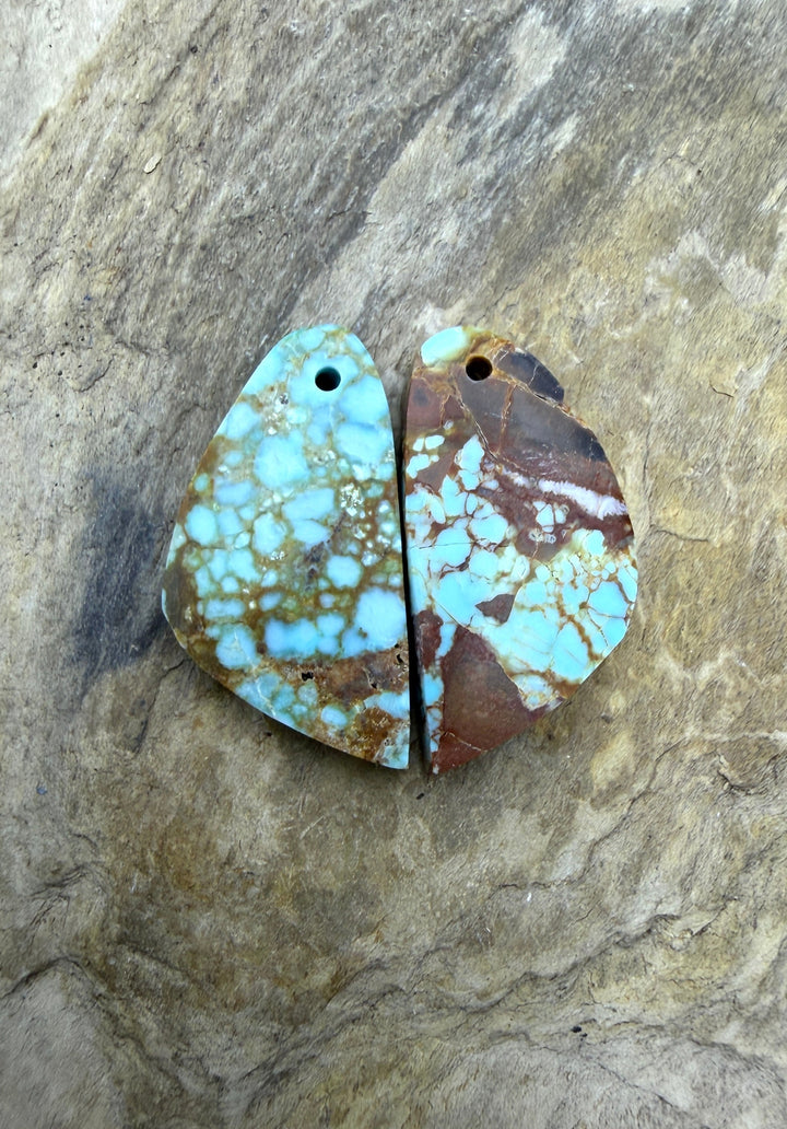 RARE Number 8 Turquoise (Nevada) Matching Earring Slab Bead