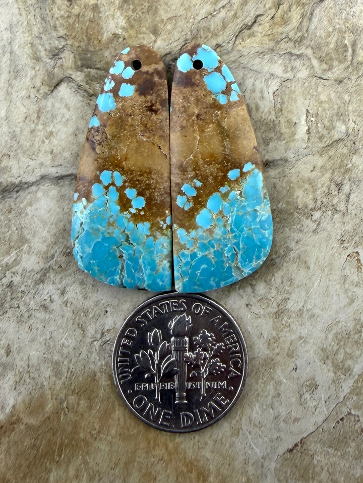 RARE Number 8 Turquoise (Nevada) Matching Earring Slab Bead