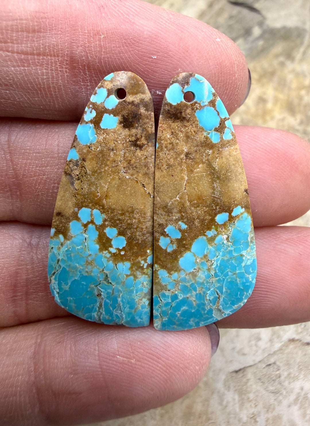 RARE Number 8 Turquoise (Nevada) Matching Earring Slab Bead