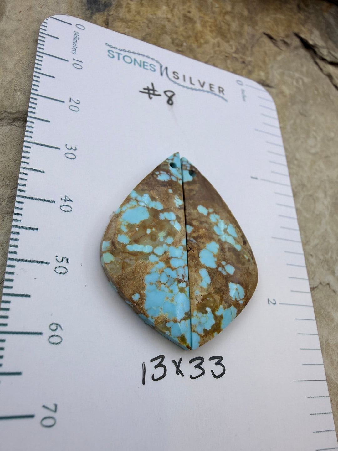 RARE Number 8 Turquoise (Nevada) Matching Earring Slab Bead