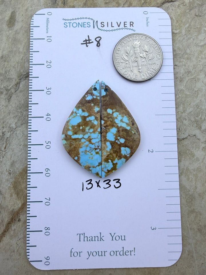 RARE Number 8 Turquoise (Nevada) Matching Earring Slab Bead