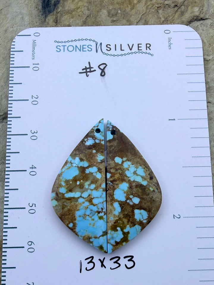 RARE Number 8 Turquoise (Nevada) Matching Earring Slab Bead