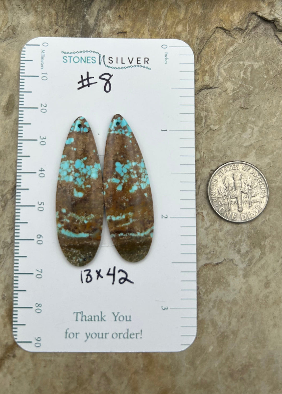 RARE Number 8 Turquoise (Nevada) Matching Earring Slab Bead