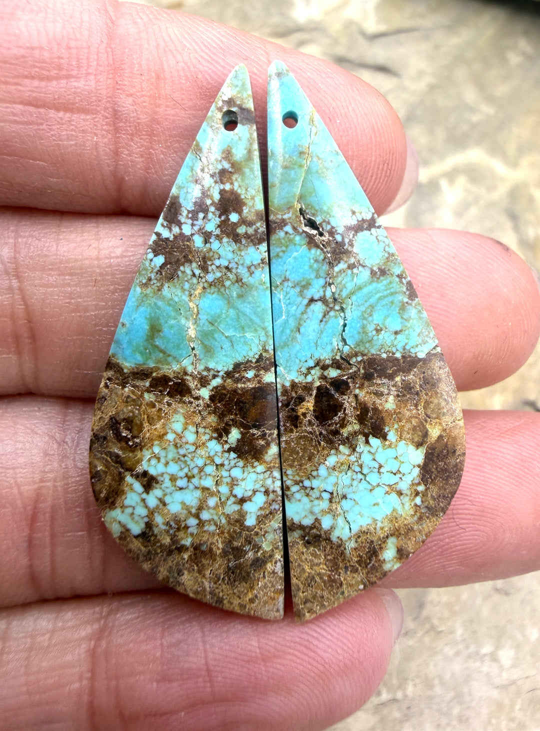 RARE Number 8 Turquoise (Nevada) Matching Earring Slab Bead