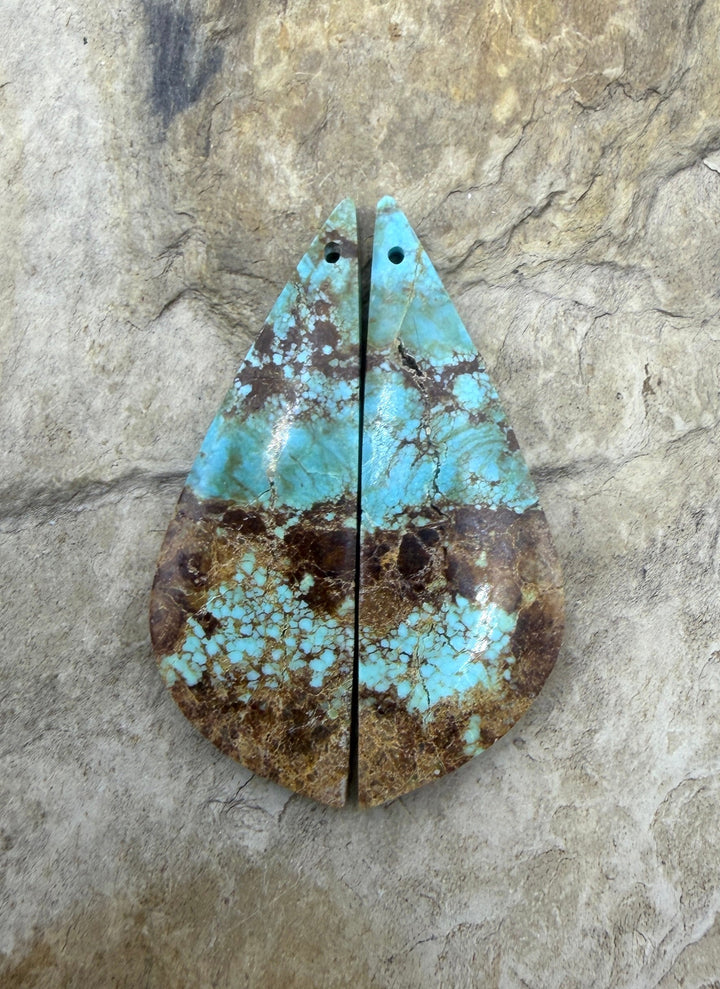 RARE Number 8 Turquoise (Nevada) Matching Earring Slab Bead