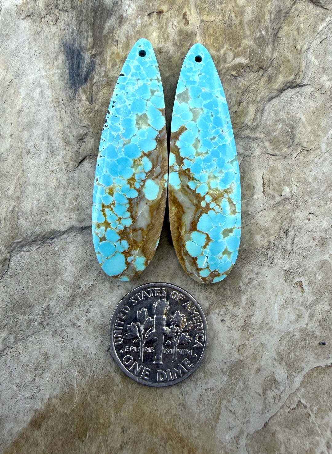 RARE Number 8 Turquoise (Nevada) Matching Earring Slab Bead