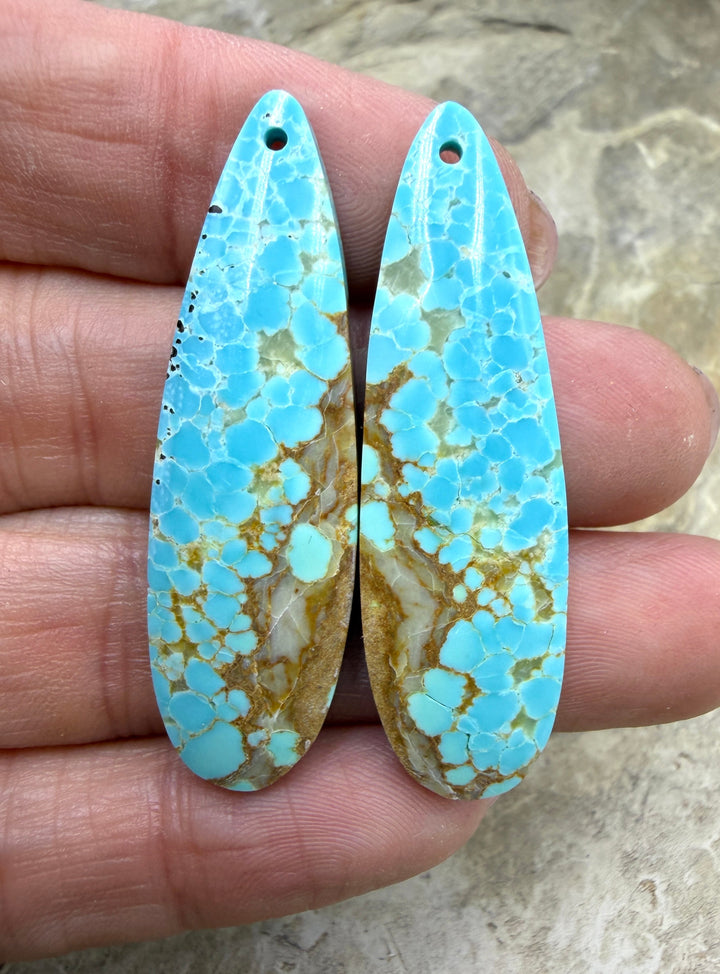RARE Number 8 Turquoise (Nevada) Matching Earring Slab Bead