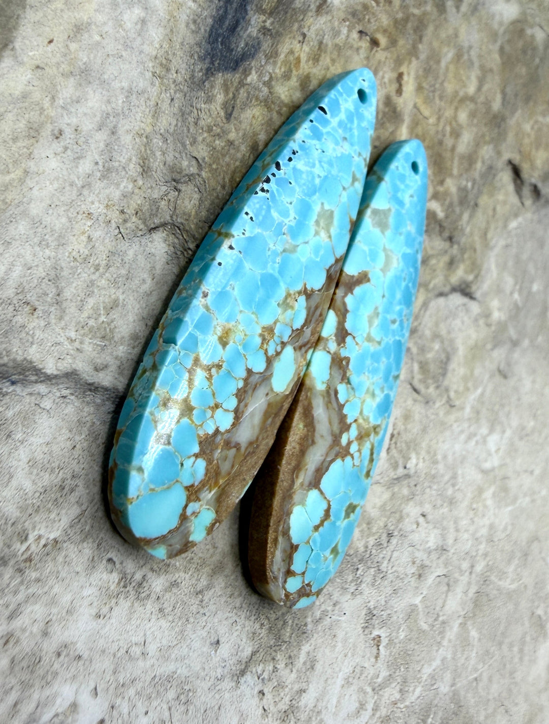 RARE Number 8 Turquoise (Nevada) Matching Earring Slab Bead