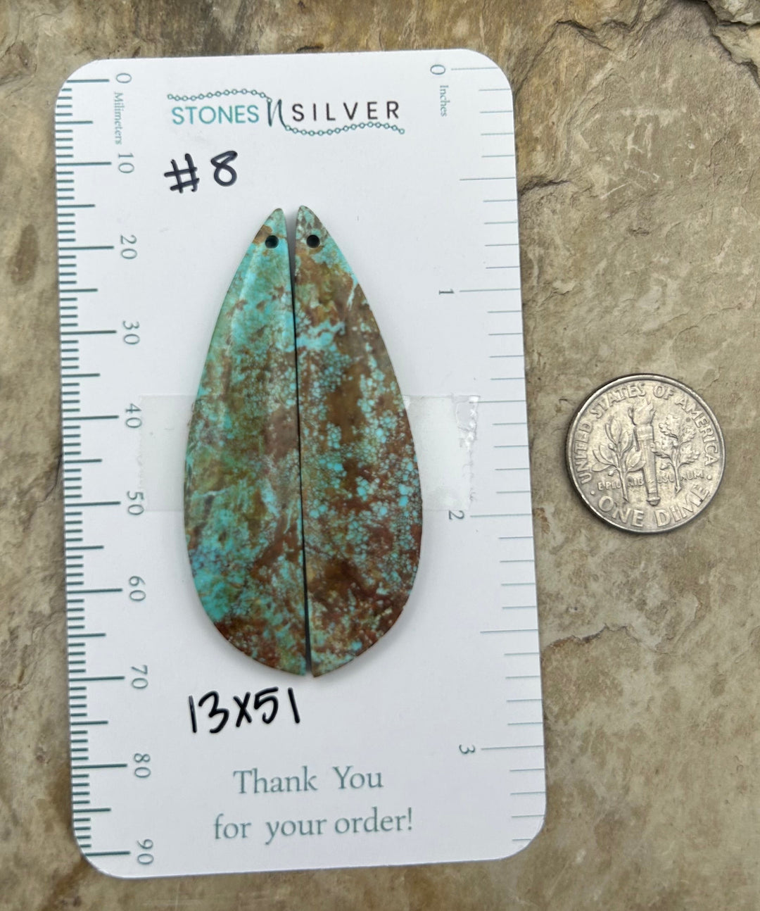 RARE Number 8 Turquoise (Nevada) Matching Earring Slab Bead