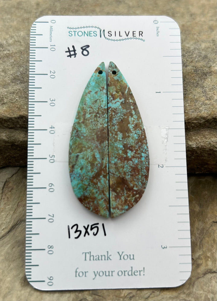 RARE Number 8 Turquoise (Nevada) Matching Earring Slab Bead