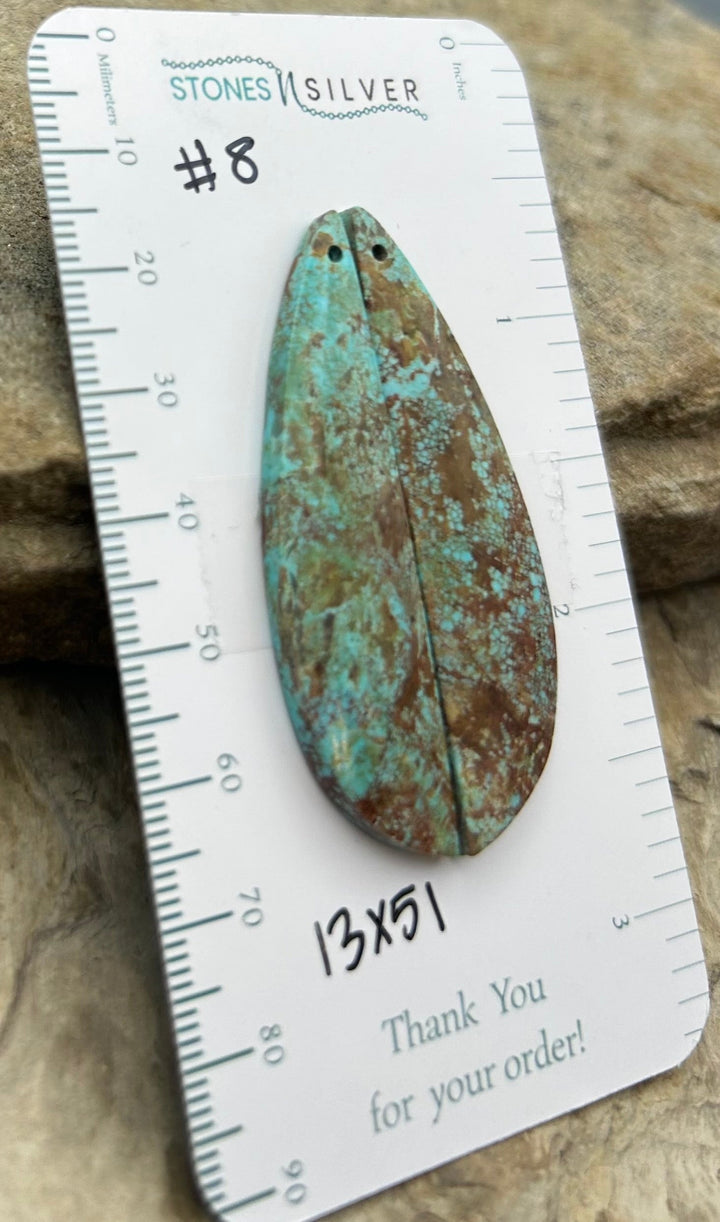 RARE Number 8 Turquoise (Nevada) Matching Earring Slab Bead