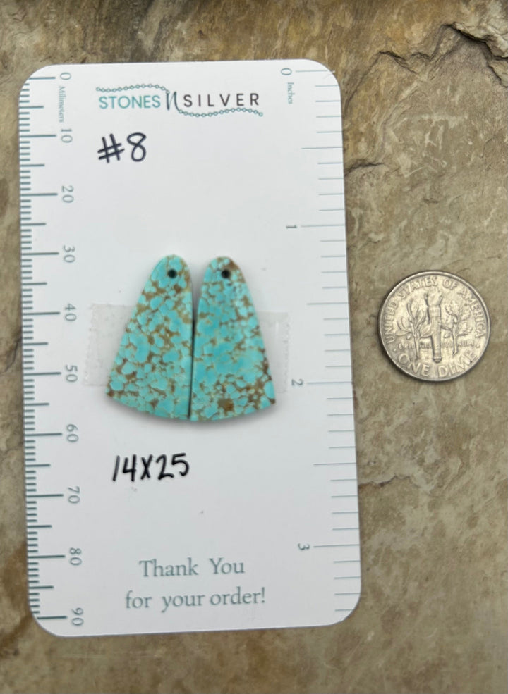 RARE Number 8 Turquoise (Nevada) Matching Earring Slab Bead