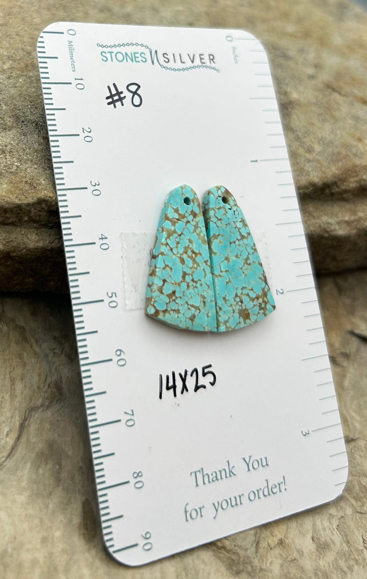 RARE Number 8 Turquoise (Nevada) Matching Earring Slab Bead