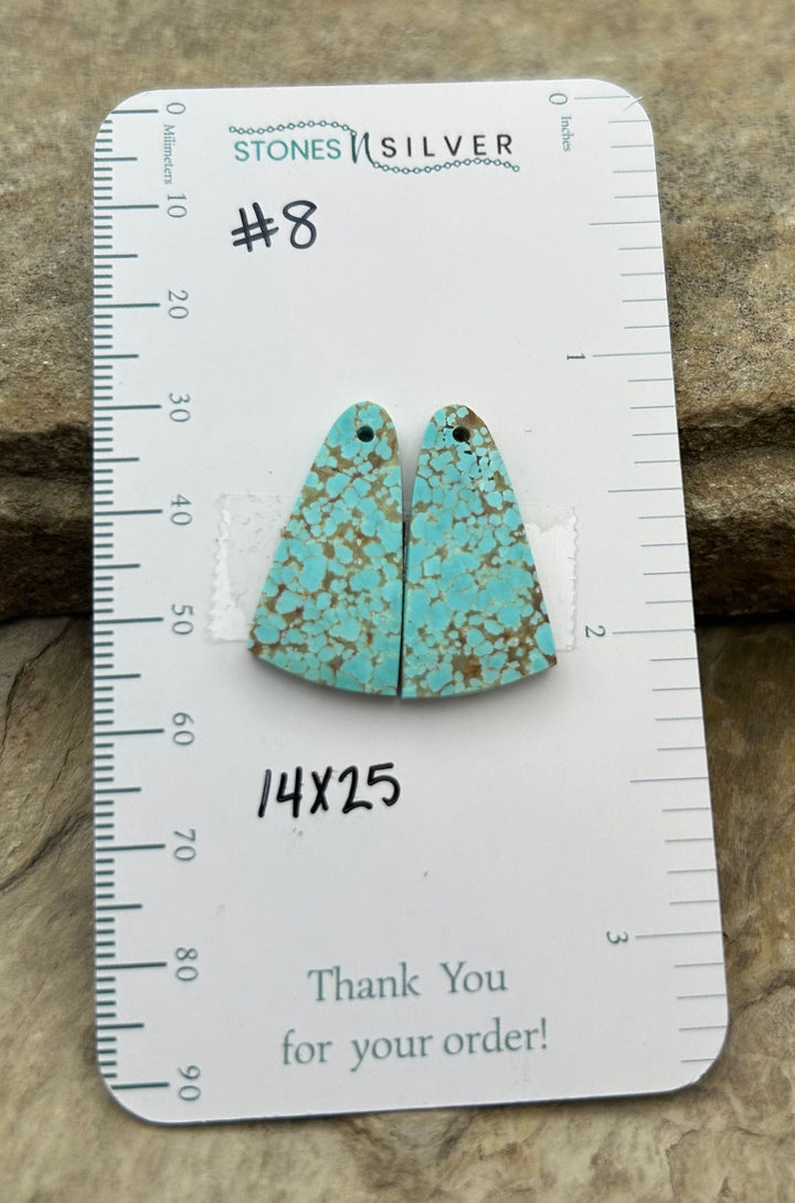 RARE Number 8 Turquoise (Nevada) Matching Earring Slab Bead