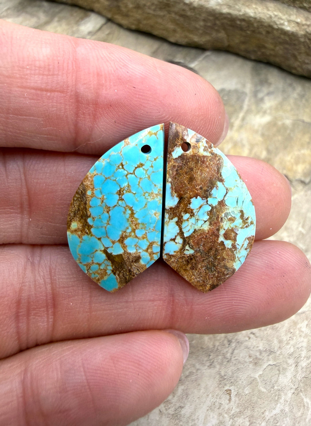 RARE Number 8 Turquoise (Nevada) Matching Earring Slab Bead