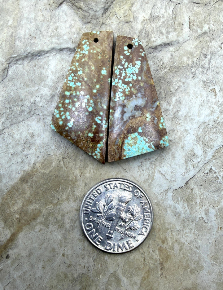 RARE Number 8 Turquoise (Nevada) Matching Earring Slab Bead