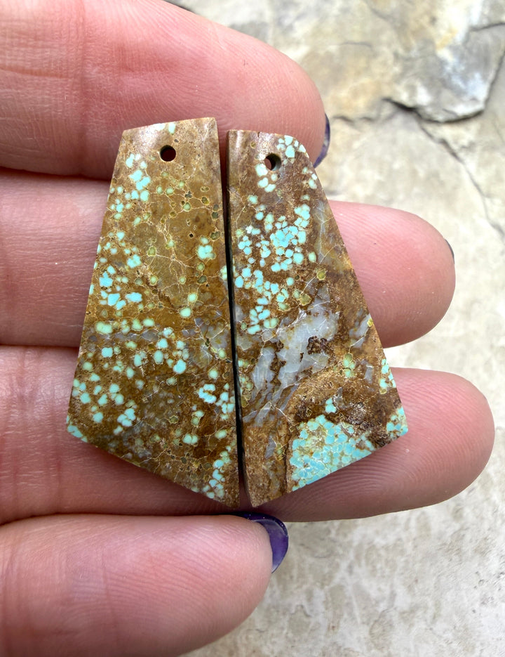 RARE Number 8 Turquoise (Nevada) Matching Earring Slab Bead