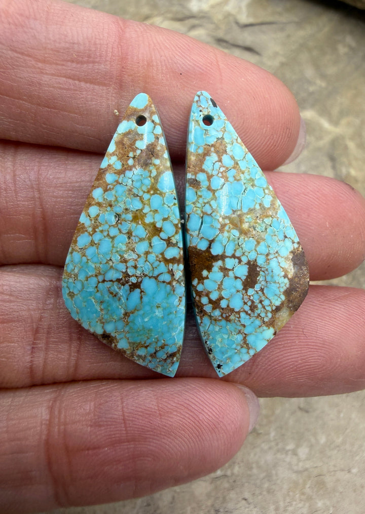 RARE Number 8 Turquoise (Nevada) Matching Earring Slab Bead