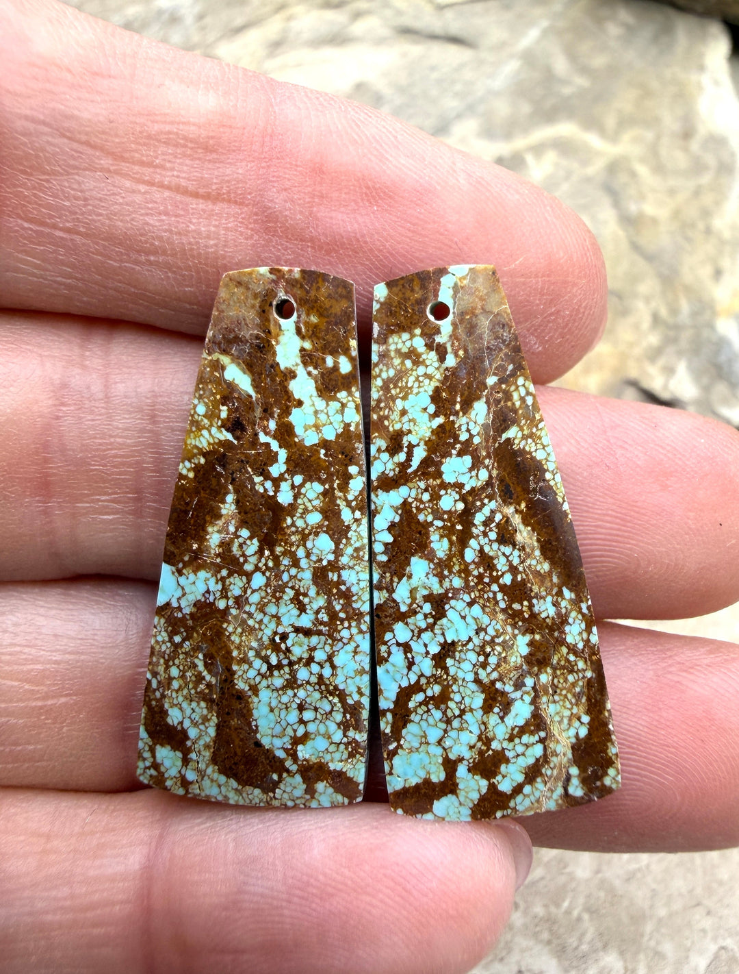 RARE Number 8 Turquoise (Nevada) Matching Earring Slab Bead