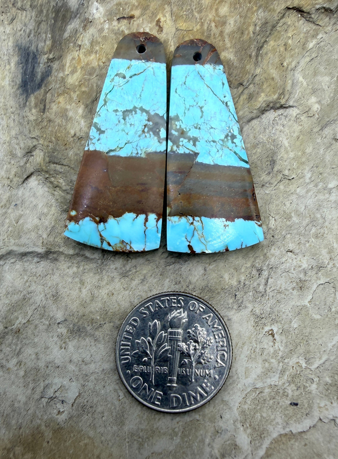 RARE Number 8 Turquoise (Nevada) Matching Earring Slab Bead