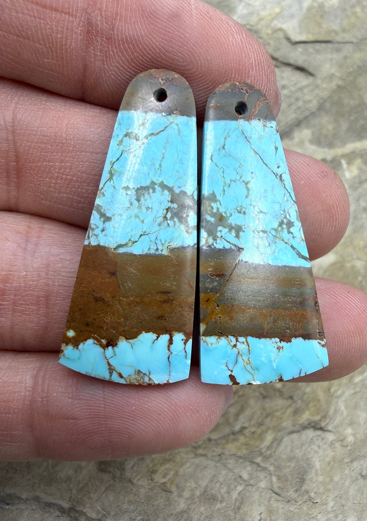 RARE Number 8 Turquoise (Nevada) Matching Earring Slab Bead