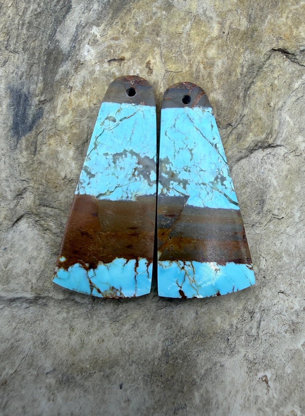 RARE Number 8 Turquoise (Nevada) Matching Earring Slab Bead