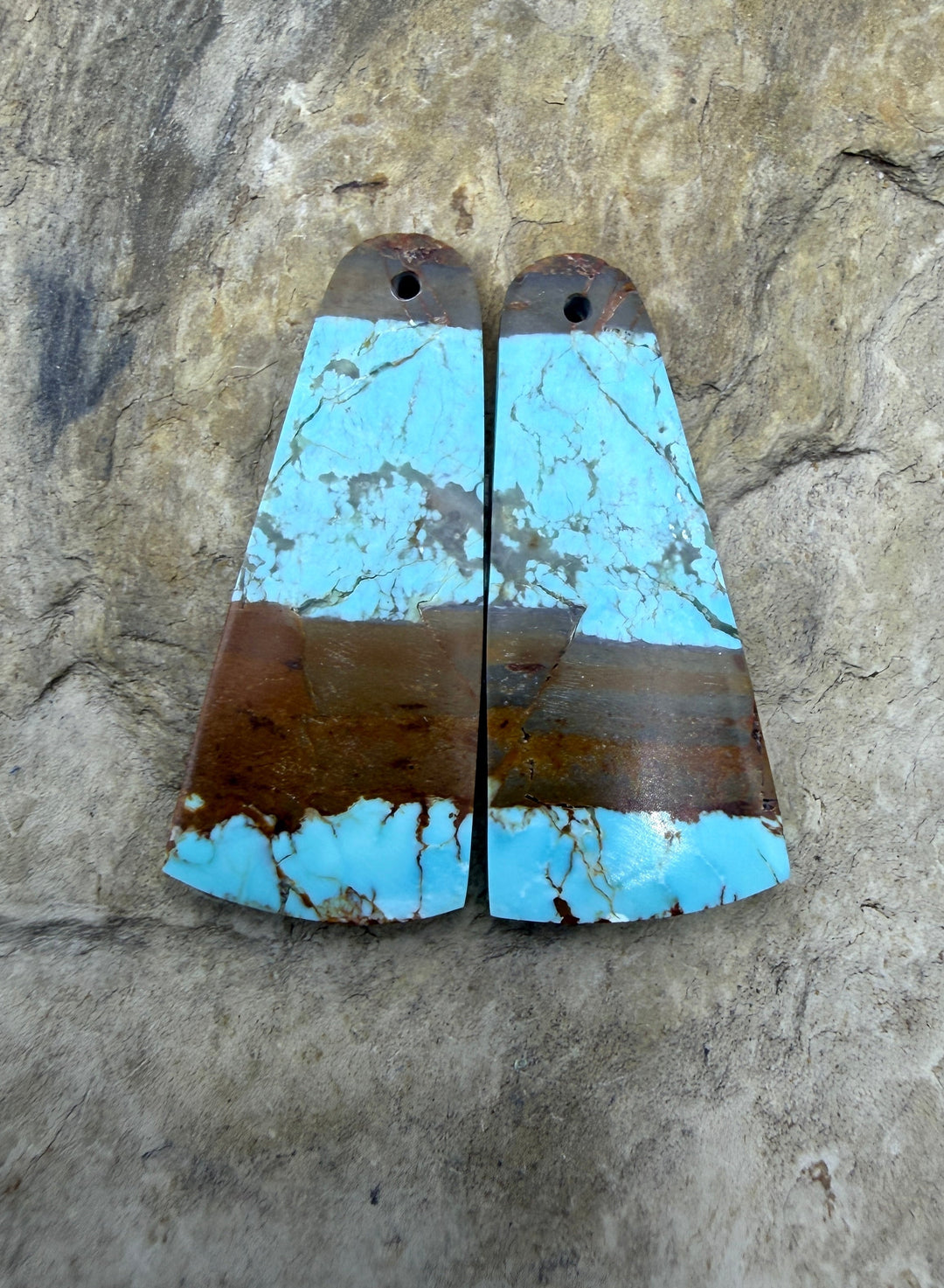 RARE Number 8 Turquoise (Nevada) Matching Earring Slab Bead