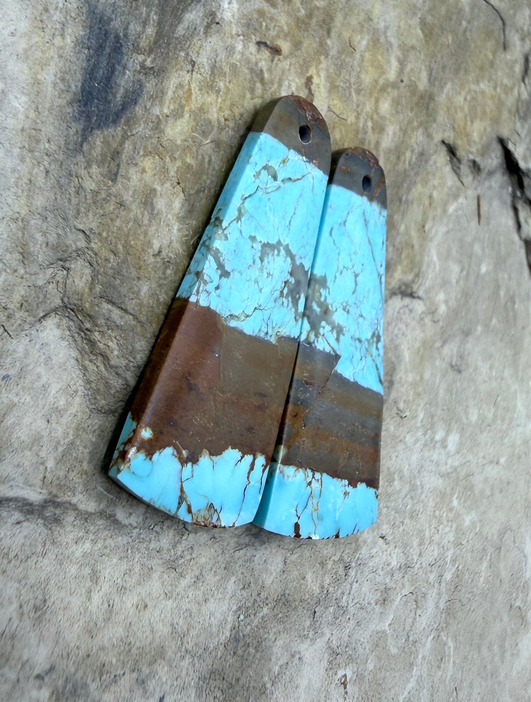 RARE Number 8 Turquoise (Nevada) Matching Earring Slab Bead