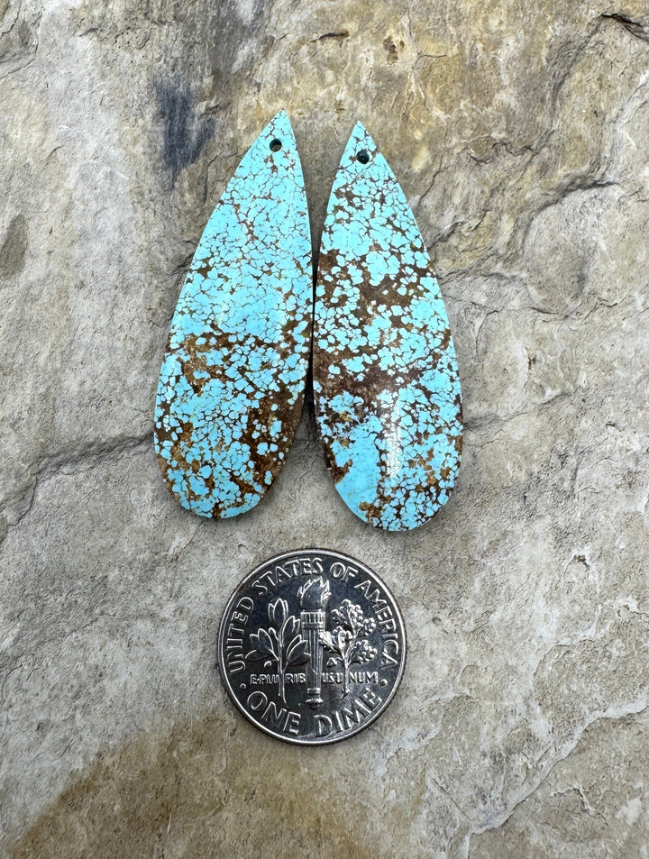 RARE Number 8 Turquoise (Nevada) Matching Earring Slab Bead