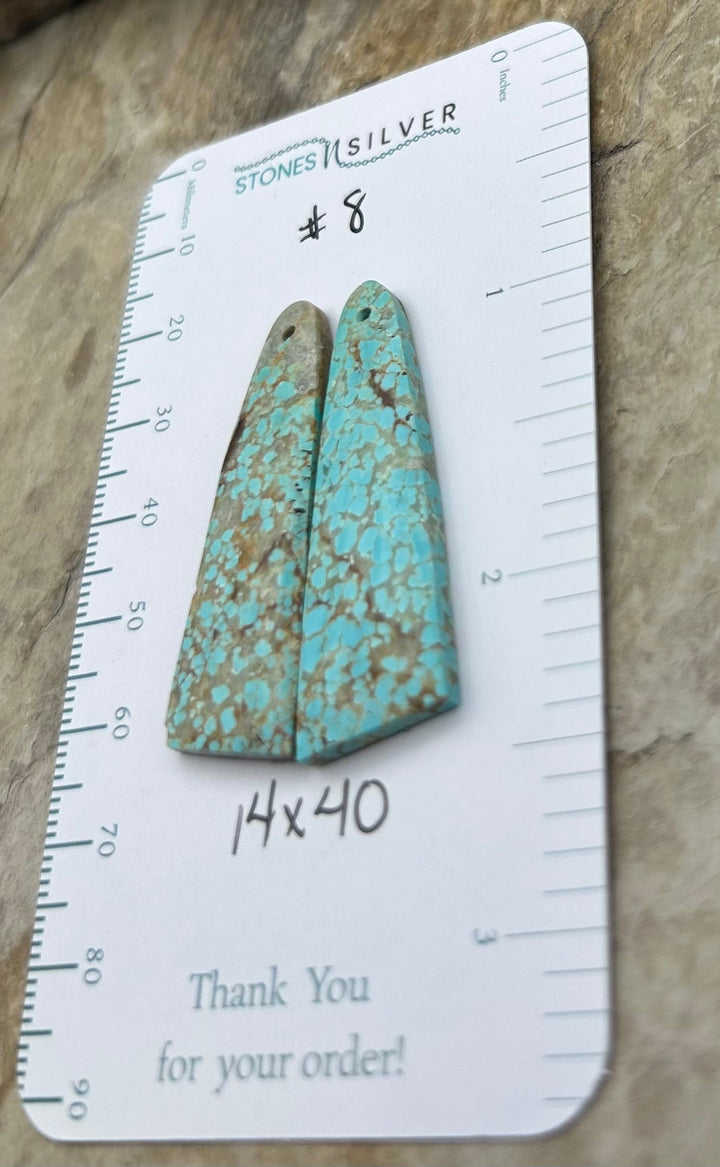 RARE Number 8 Turquoise (Nevada) Matching Earring Slab Bead
