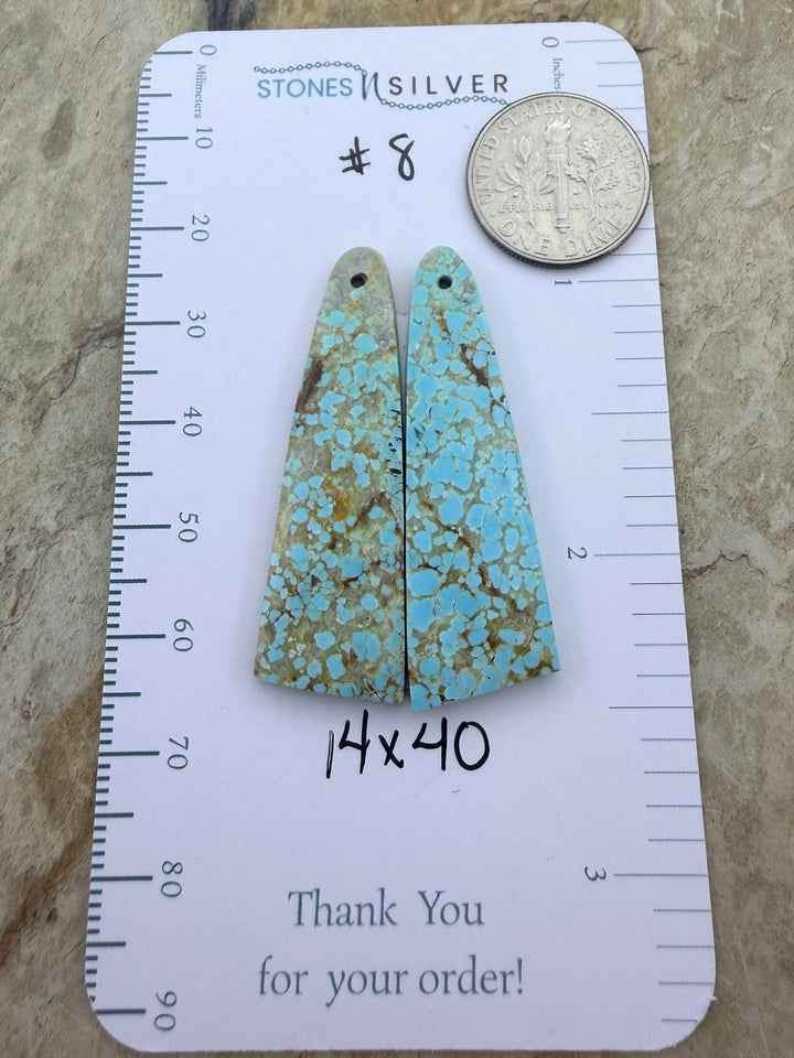 RARE Number 8 Turquoise (Nevada) Matching Earring Slab Bead