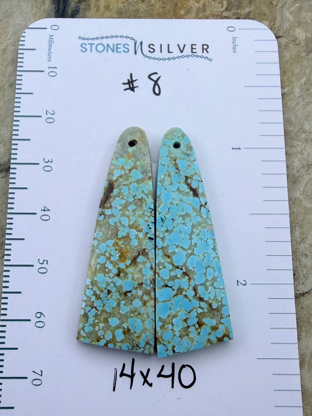 RARE Number 8 Turquoise (Nevada) Matching Earring Slab Bead