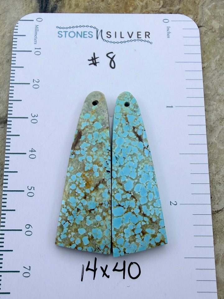 RARE Number 8 Turquoise (Nevada) Matching Earring Slab Bead