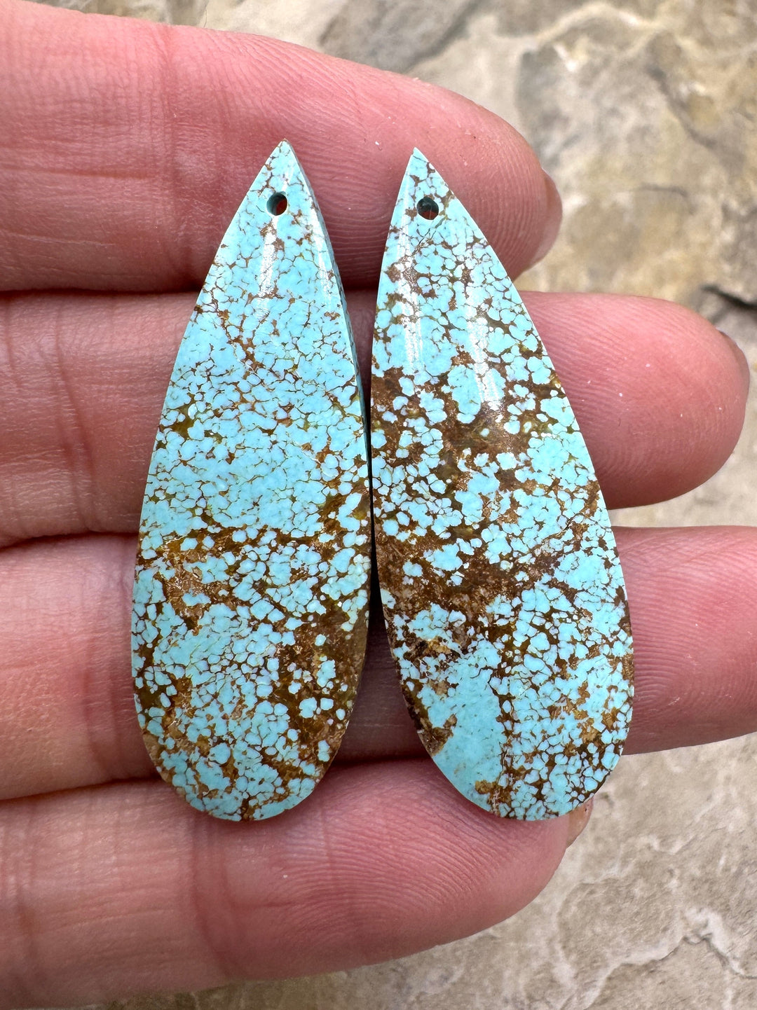 RARE Number 8 Turquoise (Nevada) Matching Earring Slab Bead