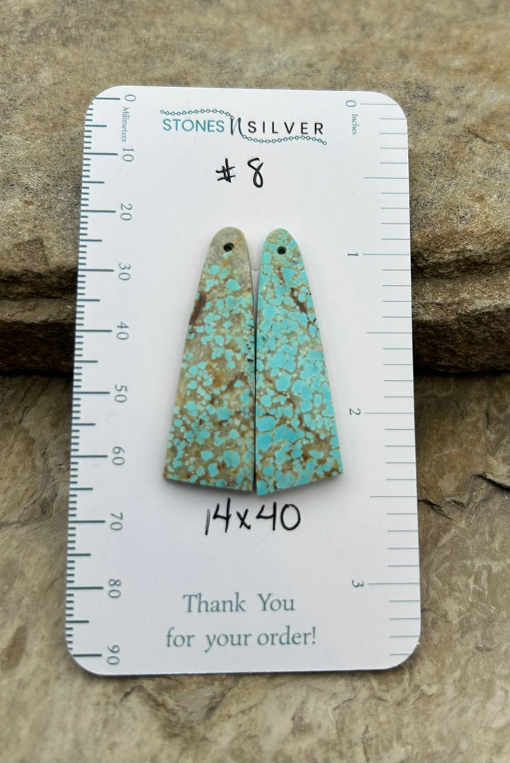 RARE Number 8 Turquoise (Nevada) Matching Earring Slab Bead