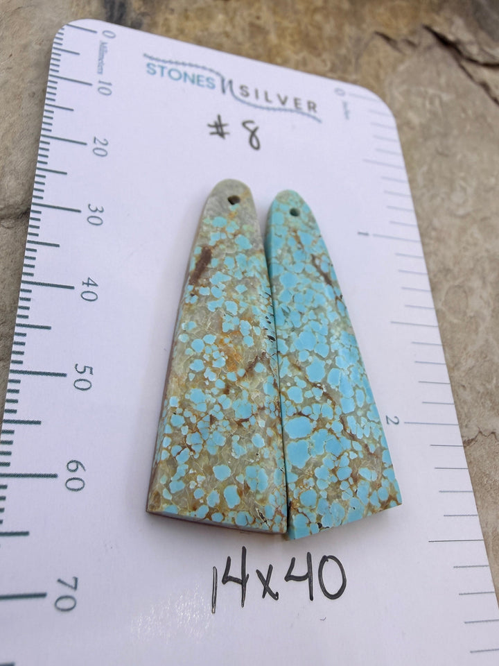 RARE Number 8 Turquoise (Nevada) Matching Earring Slab Bead