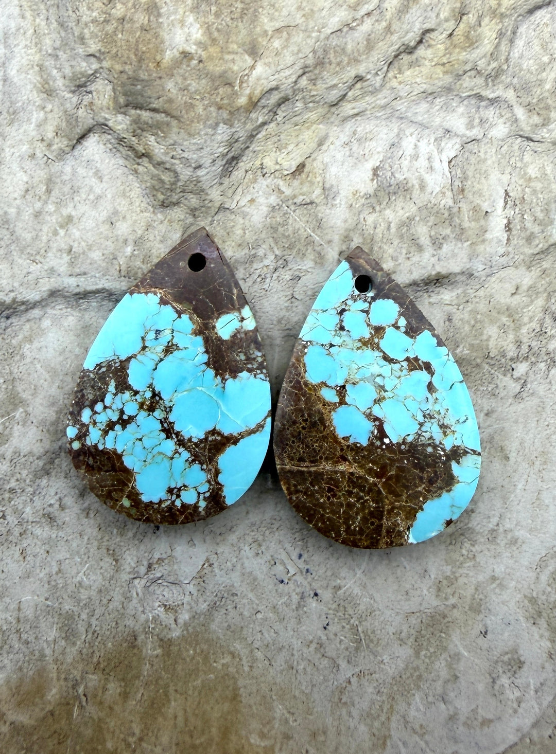 RARE Number 8 Turquoise (Nevada) Matching Earring Slab Bead