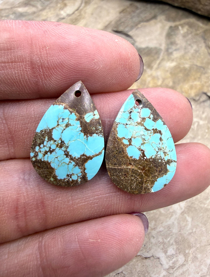RARE Number 8 Turquoise (Nevada) Matching Earring Slab Bead