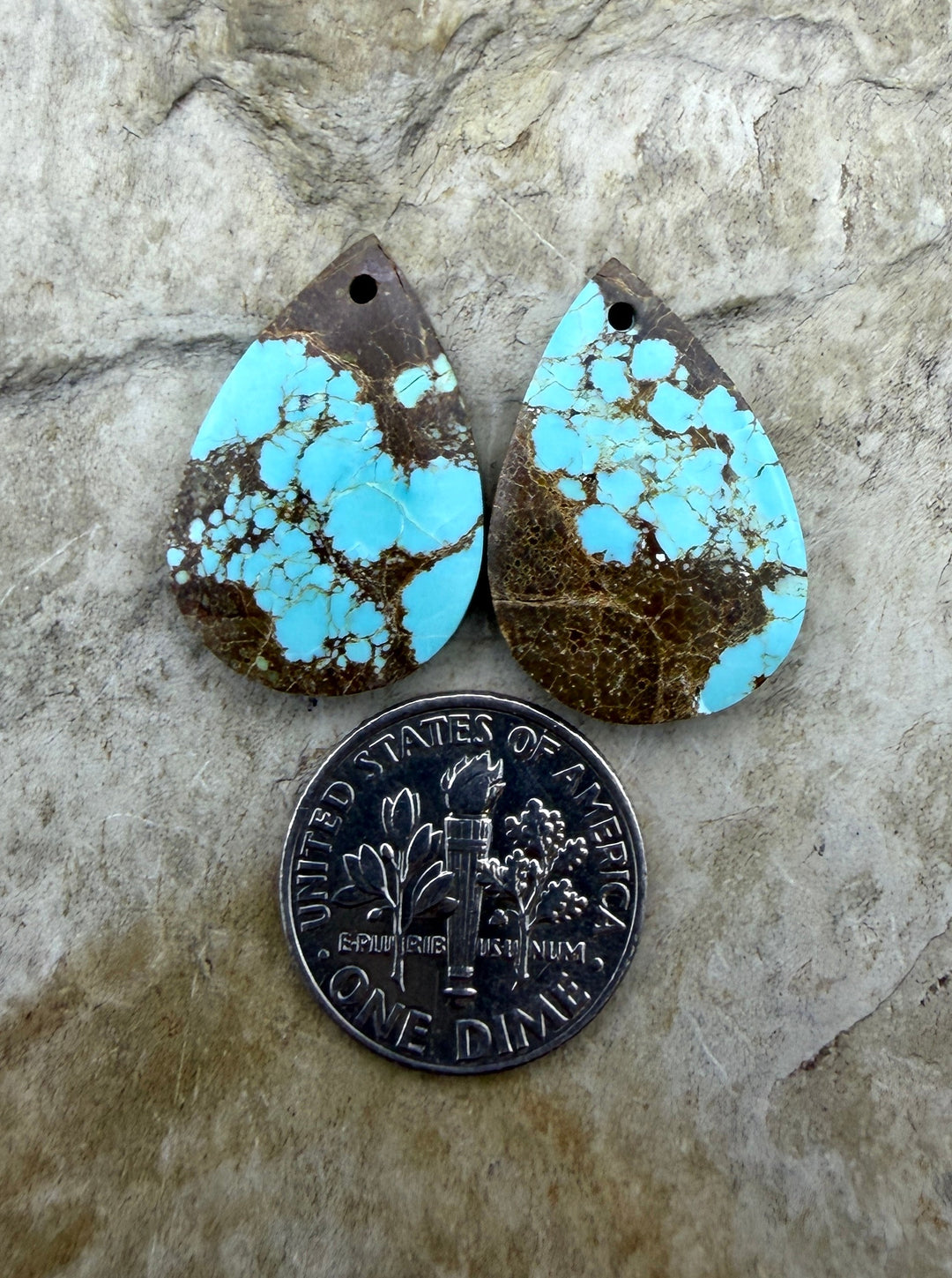 RARE Number 8 Turquoise (Nevada) Matching Earring Slab Bead