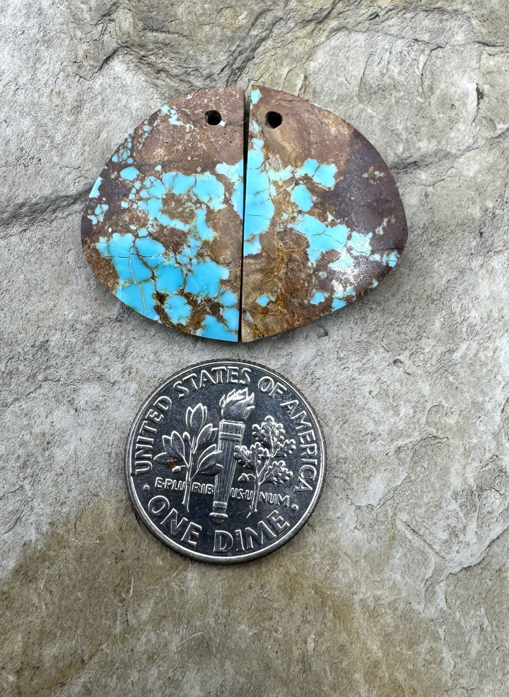 RARE Number 8 Turquoise (Nevada) Matching Earring Slab Bead