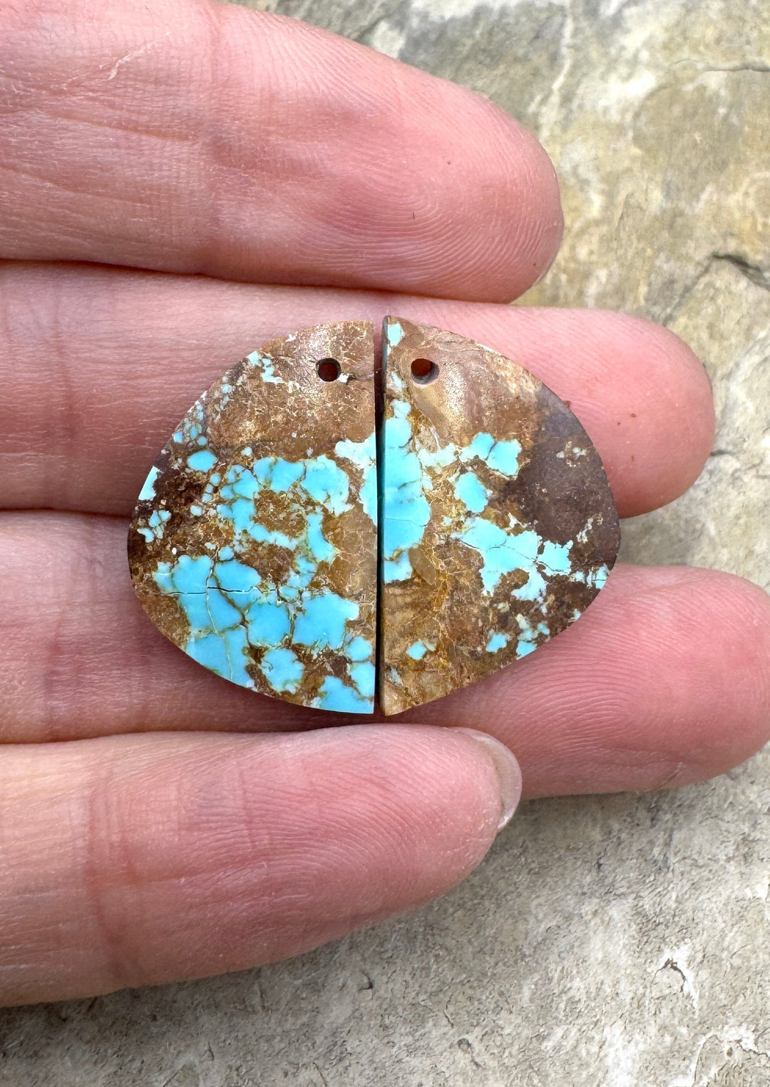 RARE Number 8 Turquoise (Nevada) Matching Earring Slab Bead