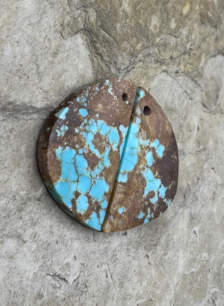 RARE Number 8 Turquoise (Nevada) Matching Earring Slab Bead