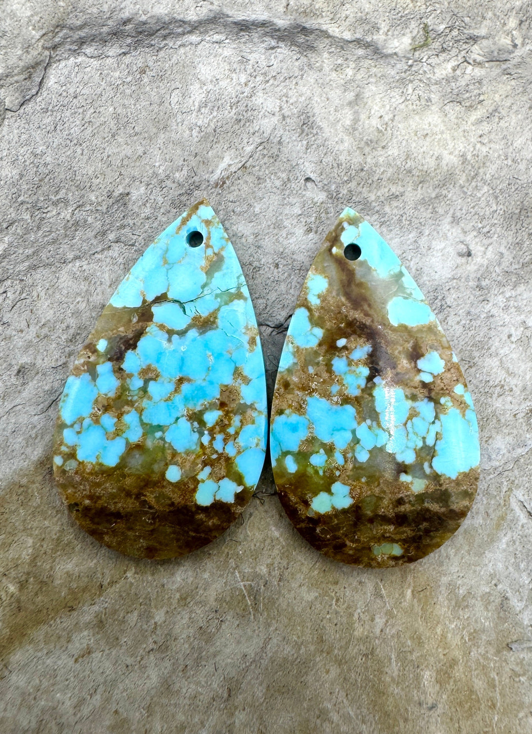 RARE Number 8 Turquoise (Nevada) Matching Earring Slab Bead