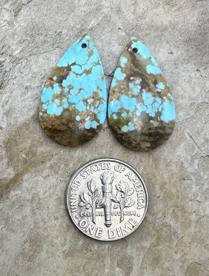 RARE Number 8 Turquoise (Nevada) Matching Earring Slab Bead