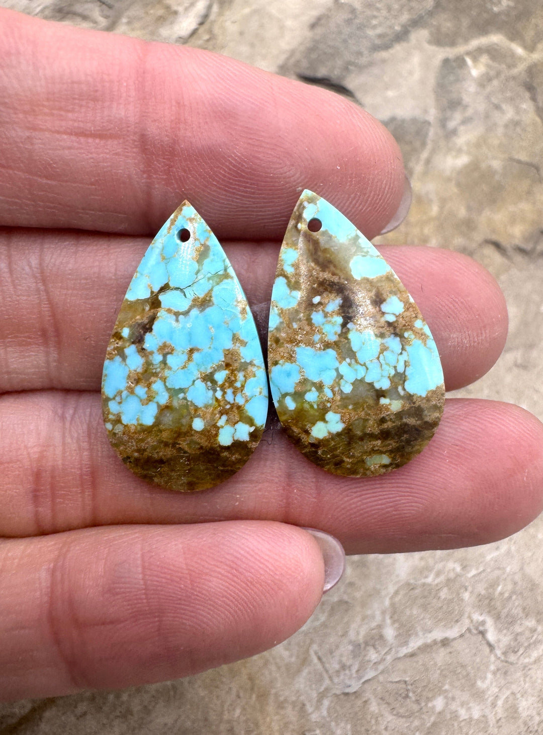 RARE Number 8 Turquoise (Nevada) Matching Earring Slab Bead