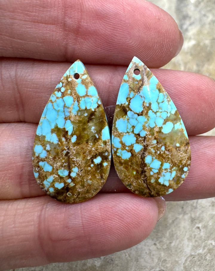 RARE Number 8 Turquoise (Nevada) Matching Earring Slab Bead