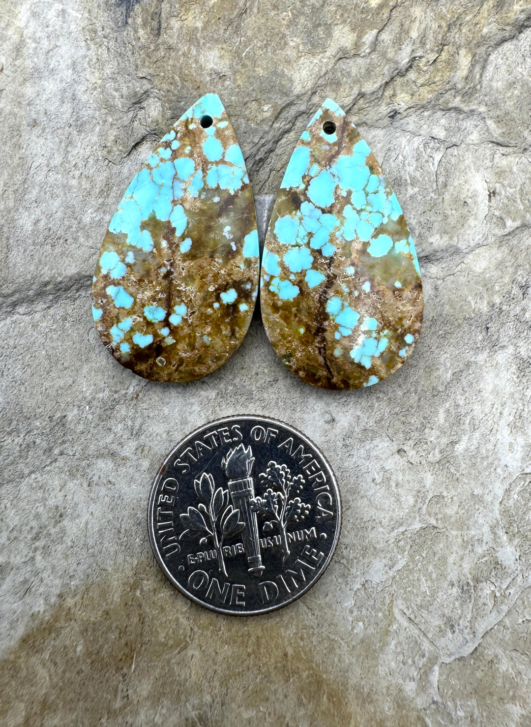 RARE Number 8 Turquoise (Nevada) Matching Earring Slab Bead