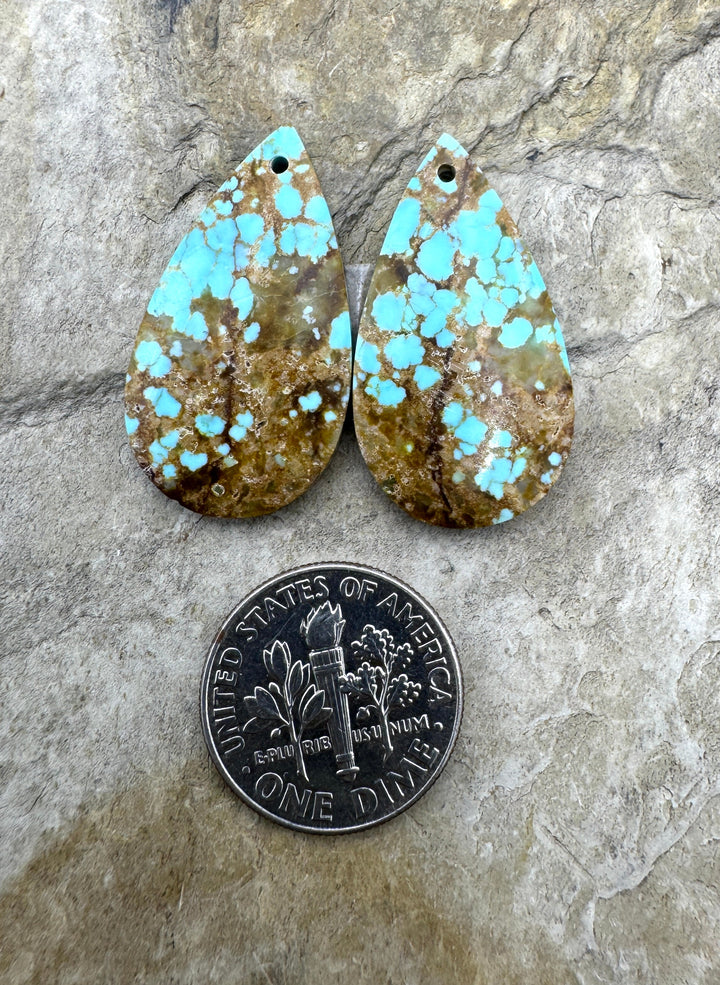 RARE Number 8 Turquoise (Nevada) Matching Earring Slab Bead