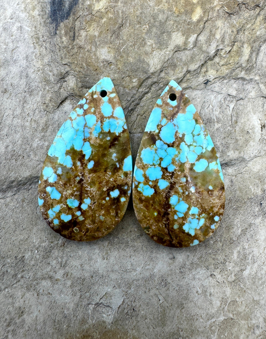 RARE Number 8 Turquoise (Nevada) Matching Earring Slab Bead